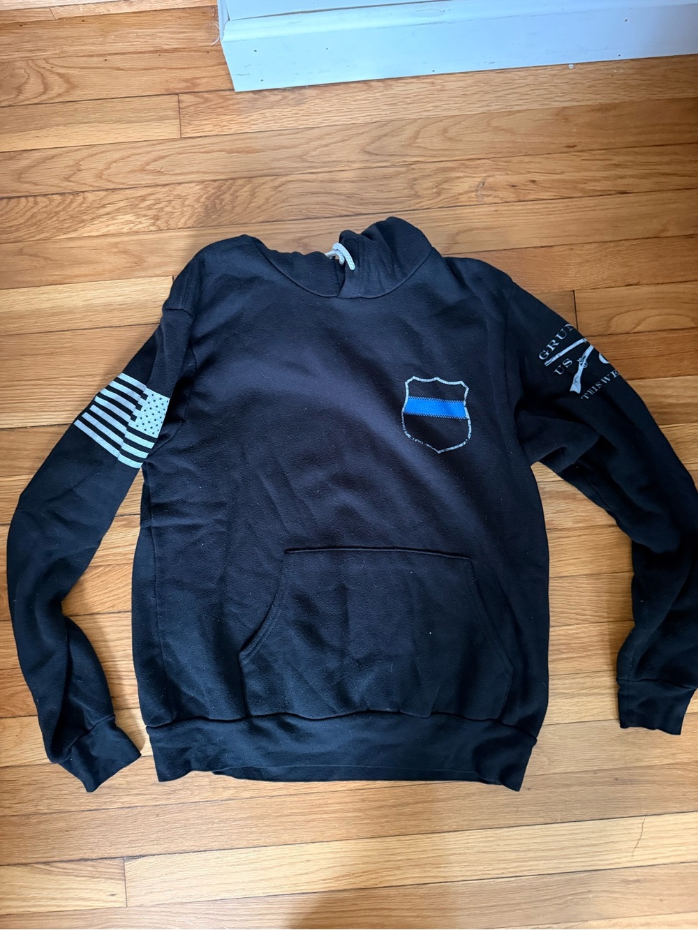 Grunt Style Black Hoodie with White Interior Graphic
